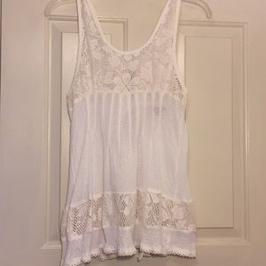 Free People cotton & lace boho open back tank